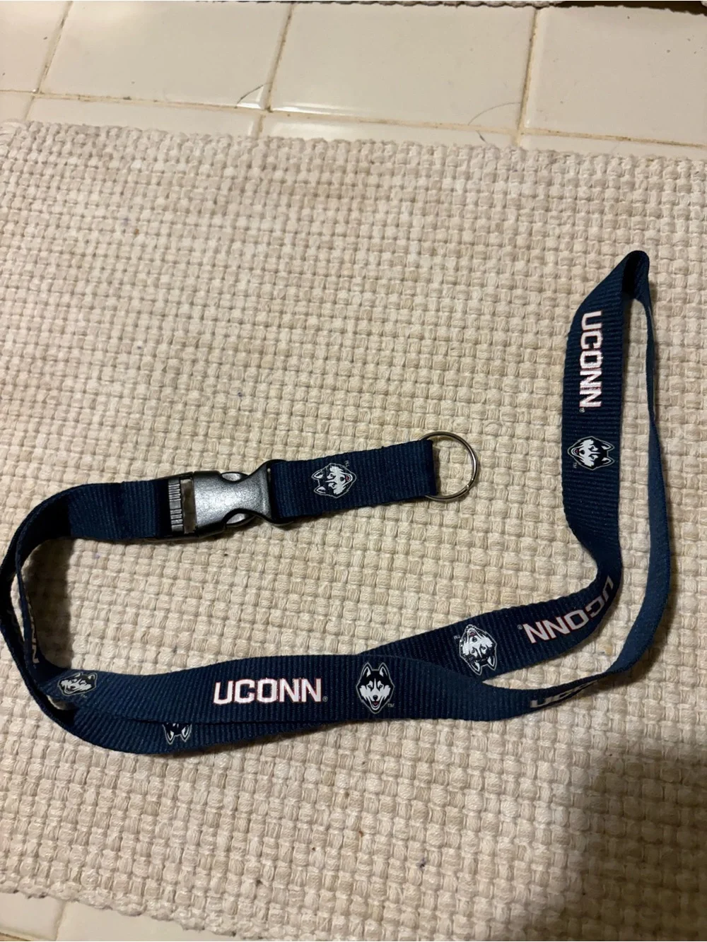 UConn Navy Blue Lanyard with Key Ring - Collegiate Accessory